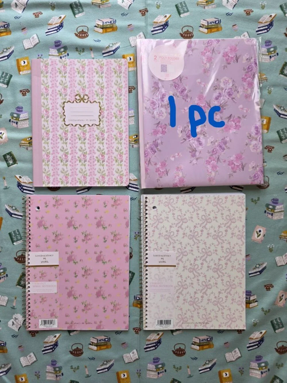 LoveShackFancy Target Yoobi Backpack Ribbon Rosa binder Supply BUNDLE lot 12